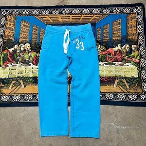 Hollister-co Women's Blue and White Joggers-tracksuits sweatpants y2k baggy wide